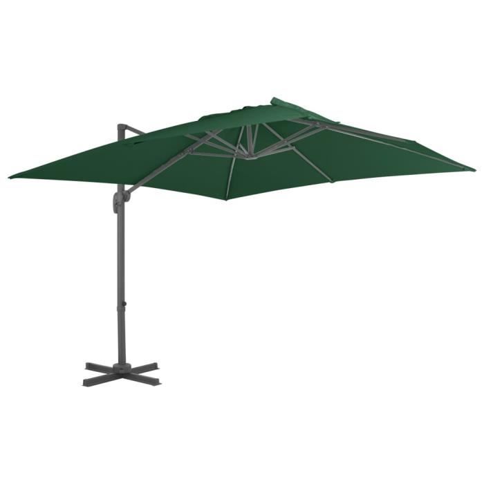 Parasol - vidaXL - Vert - Aluminium - Housse résistante aux UV - Base portable