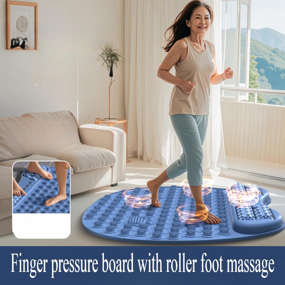 Доска для пальцевого давления с роликовым массажным ковриком для ног для домашнего использования, массажер для акупрессуры ног с функцией меридиана и педали