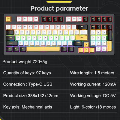 Механическая клавиатура iblancod K97 RGB, 97-клавишная игровая клавиатура, высококачественные красные переключатели, прочная и