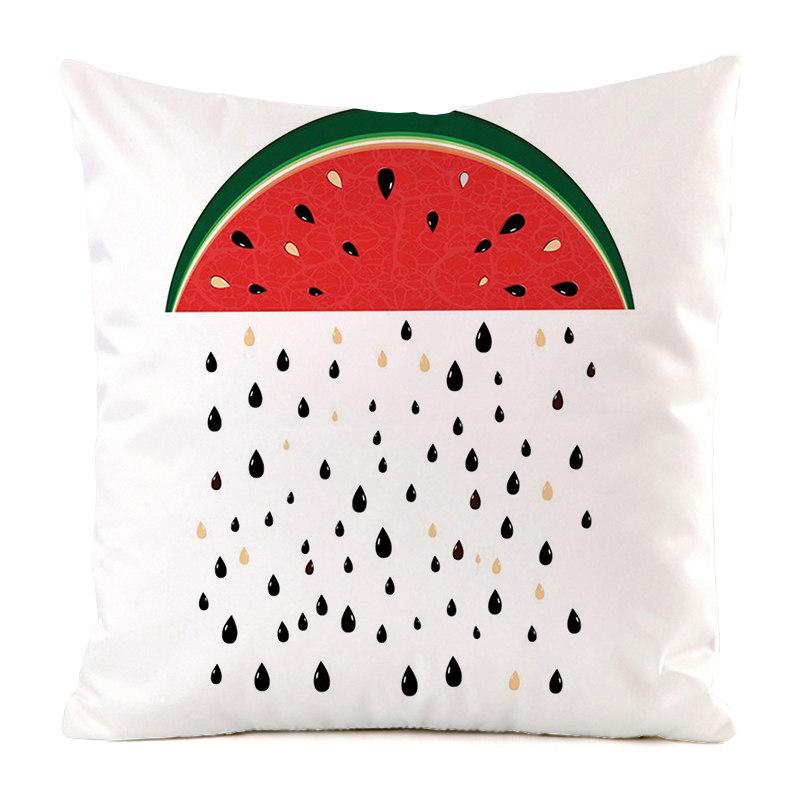 Fruit And Vegetable Hand-Painted Series Digital Printing Short Plush Pillow Covers For Car Sofa Office Cushion Cover Home Goods