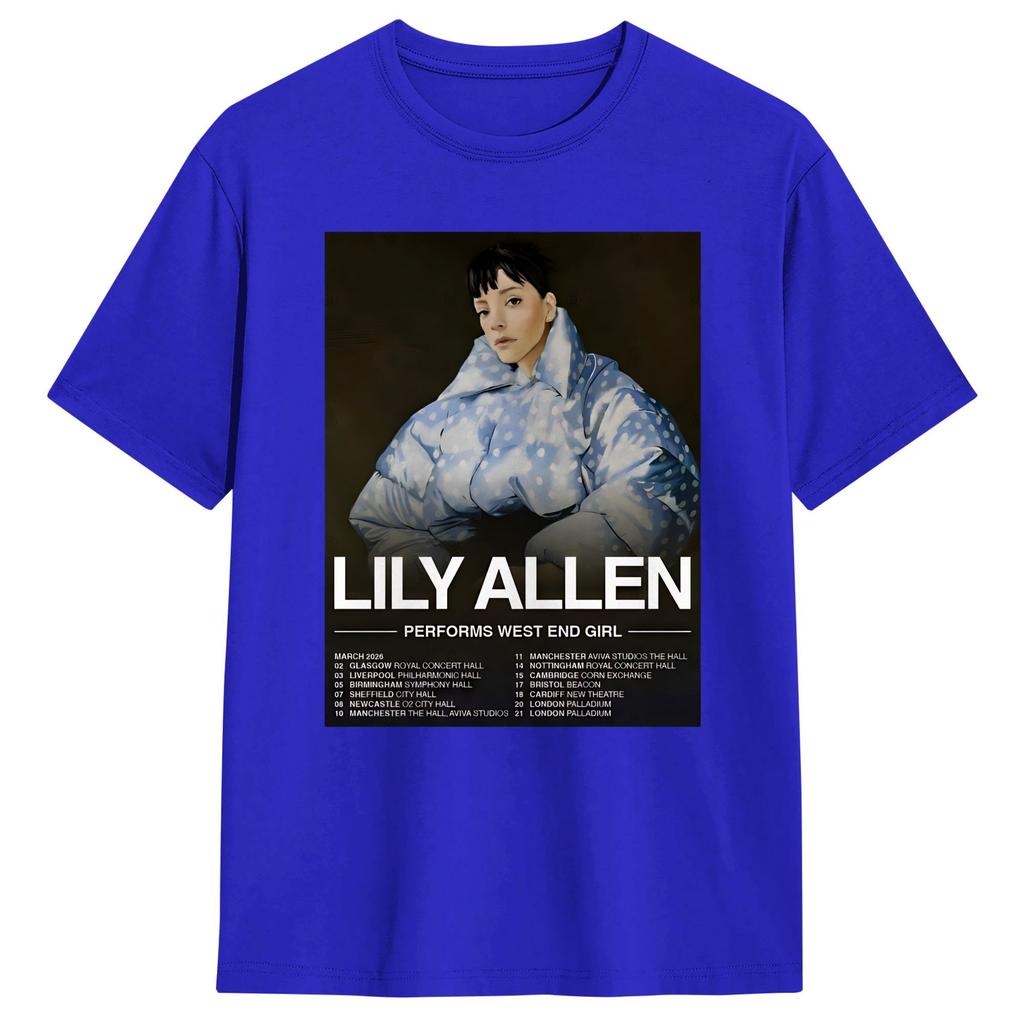 Футболка Lily Allen West End Girl Tour 2026 Хиппи Футболки С коротким рукавом Y2K Повседневная футболка Летняя Хлопок 4XL 5XL 6XL Одежда