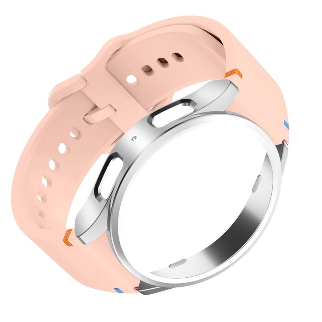 Чехол+Ремешок для Samsung Galaxy Watch 7 6 5 4 40 44мм Силиконовый Ремешок Защитная Крышка-Бампер из ПК для 6 Classic 43 47мм Спортивный Браслет