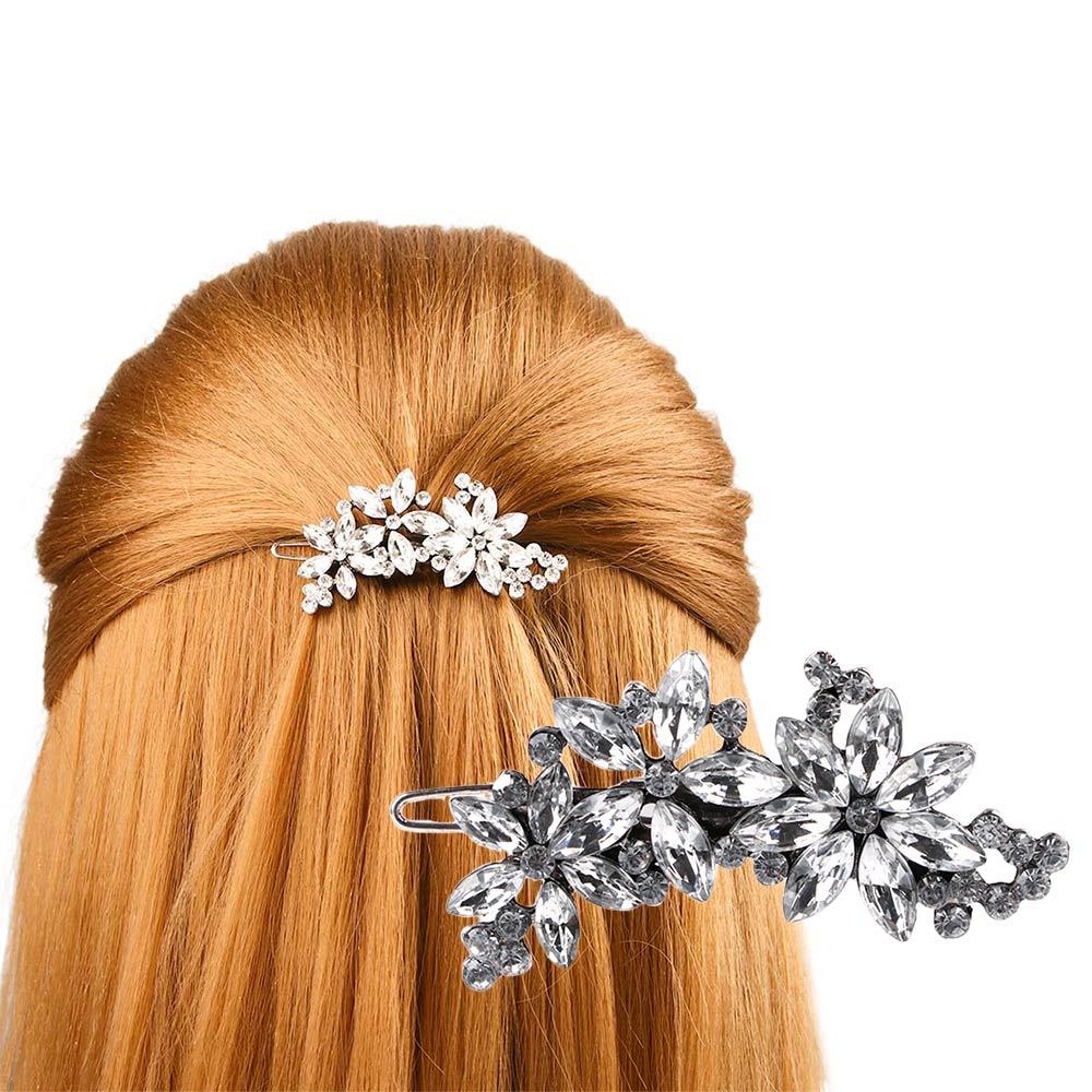 Fashion 1Pcs Rhinestone Hairpins Bride's Women's Flower Crystal Hair Clip Jewelry