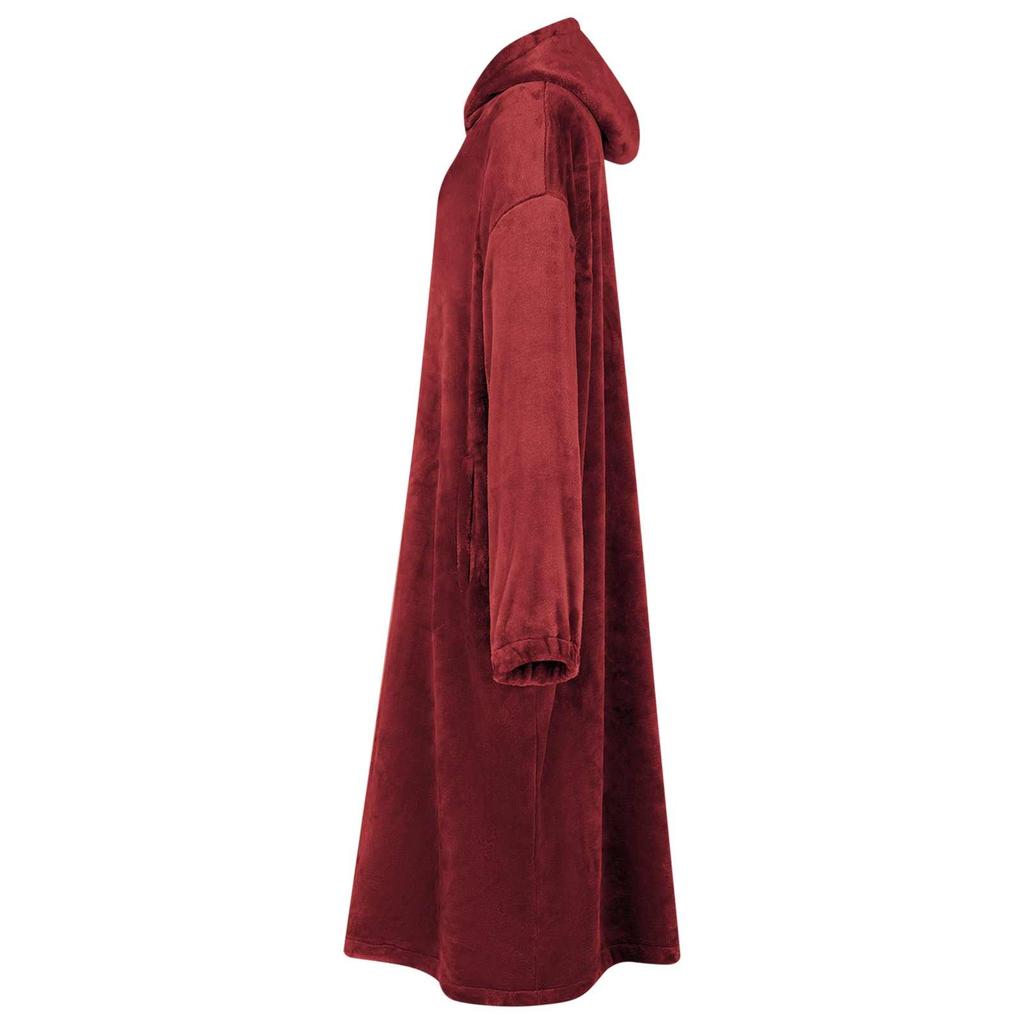 Blanket Hoodie Burgundy Red L Flannel