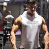 Muscleguys Brand Summer Mens Letters Print Gym Stringer Hooded Vest Bodybuilding Clothing Fitness Sleeveless Tank Tops Men