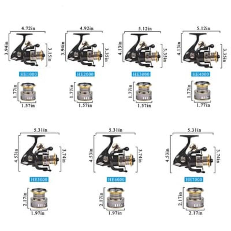 Professional Ultralight 1000~7000 Series 5.2:1 Gear Ratio, 26LB Maximum Drag CNC Metal Spool Spinning Fishing Reel for Freshwater and Saltwater