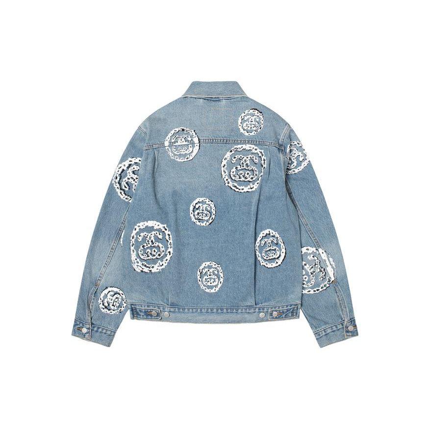 Stussy X Denim Tears Patterned Casual Single-Breasted Denim Jacket Unisex jackets Light-Blue 80208168