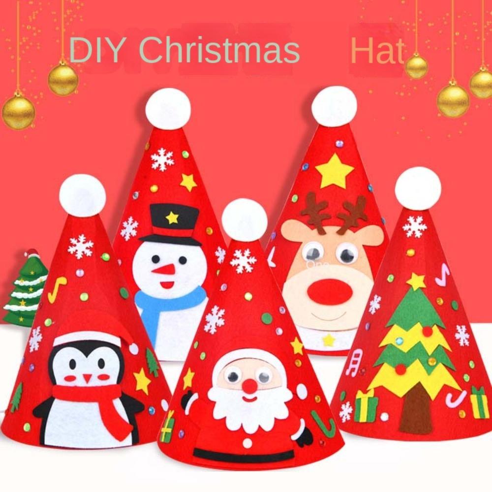 Christmas DIY Felt Christmas Hat Material Pack Cartoon Pointed Hat Merry Christmas Hat  Families