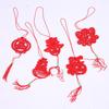 6Pcs Chinese New Year Pendant Red Felt Hanging Decor Paper-Cutting Spring Blessing Characters Tassels Pendant
