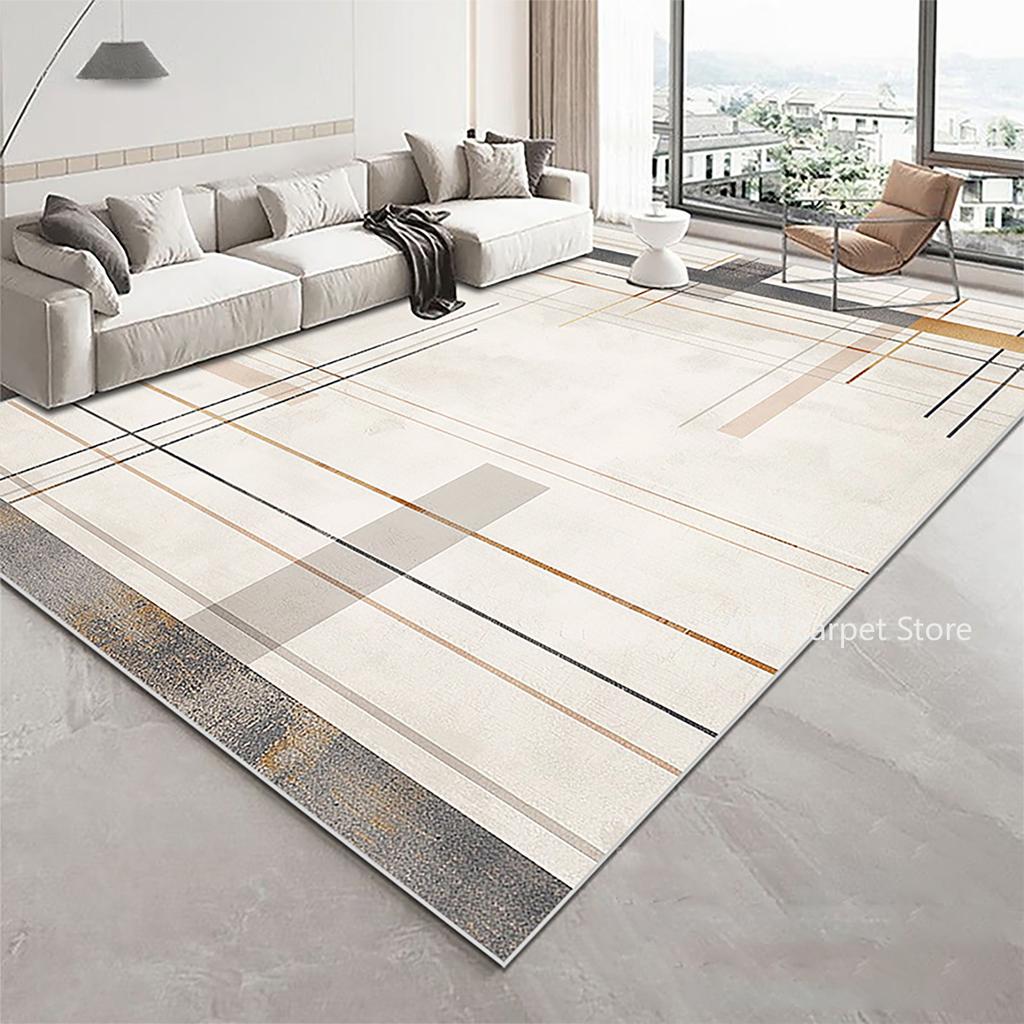 Modern Gold Geometric Area Rug for Living Room and Bedroom Large Soft Floor Mat for Sofa Side Home Decor