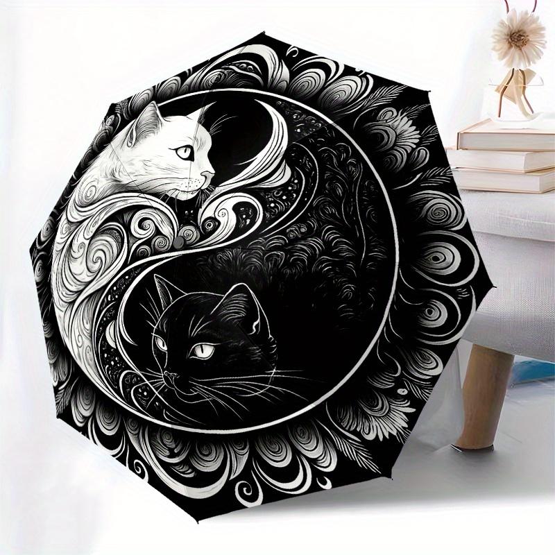 Yin Yang Cats: A Unique Black & White Artwork for Your Home DecorUmbrella, Portable 3-Fold Compact Umbrella for Men & Women Gift