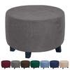 Round Ottoman Cover Super Soft Velvet Footrest Covers All-inclusive Ottoman Stool Case Elastic Slipcovers Living Room Bedroom