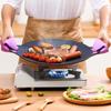 1pc Korean BBQ Grill Pan Medical Stone Coating Non-stick Marble Camping Round Griddle with Handle for Baking,Grill,BBQ