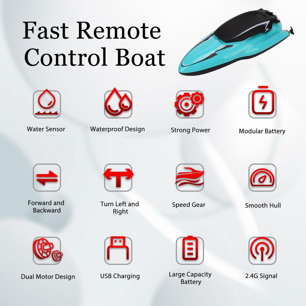 RC лодка быстрое дистанционное управление 2.4GHZ 2 пропеллера высокой мощности модель игрушки для взрослых детей зеленый