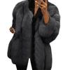 (SU)Women's Round Neck Cardigan Long Sleeve Plush Fashion Temperament Coat