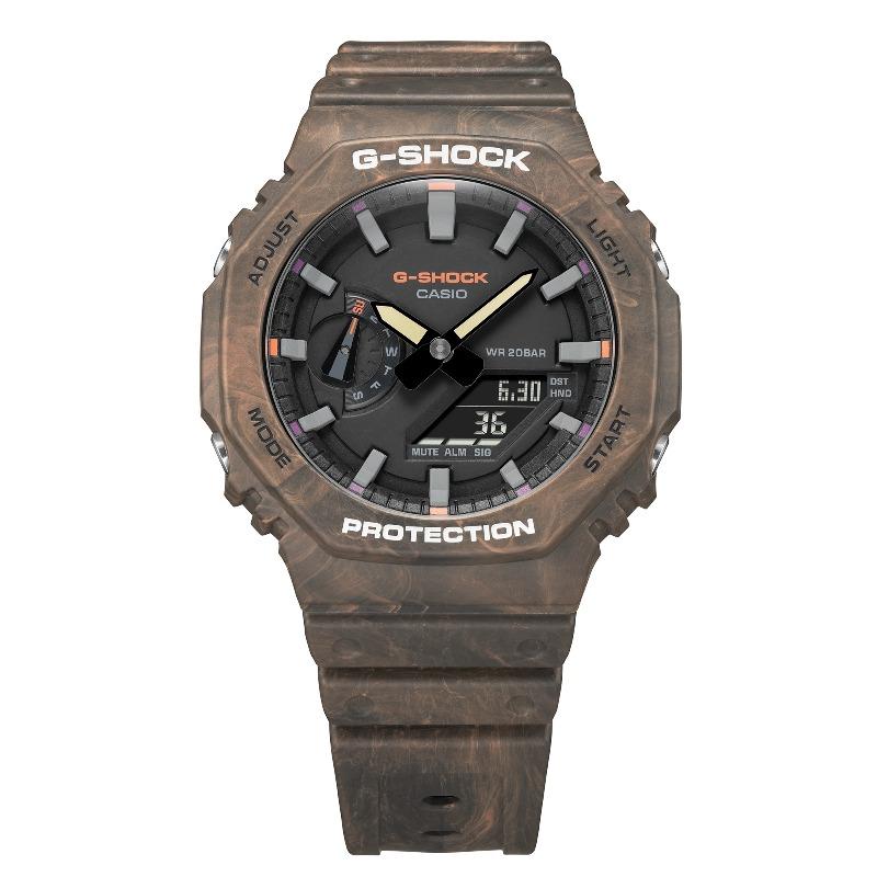 Casio Мужские часы G-SHOCK из смолы, водостойкость 200 м, аналогово-цифровые, ударопрочные, кварцевые, GA-2100FR-5A