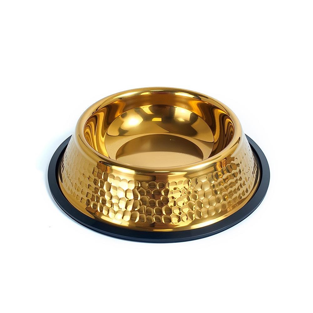 Stainless Steel Pet Feeding Bowl Gold Plated Cat Food Dish Anti-fall Dog Food Basin for Feeding