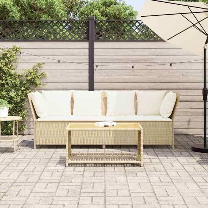 VidaXL Garden Sofa with Beige Cushions Braided Resin, Outdoor Sofa, Garden Loveseat, Outdoor Furniture, 4104125
