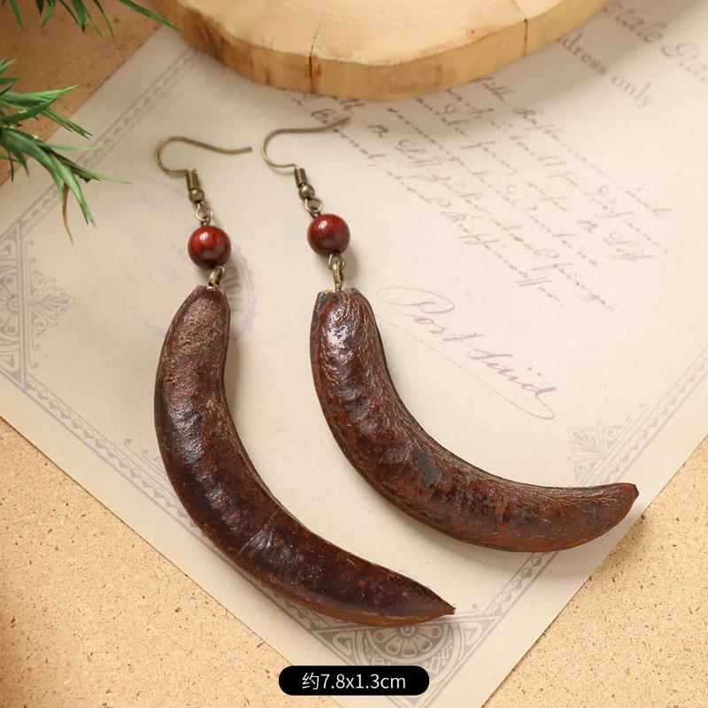 Оригинальные серьги Mori Plant Fruit, натуральные желуди, ручная работа, ретро-женские длинные серьги, этнический стиль, литературная и традиционная китайская медицина