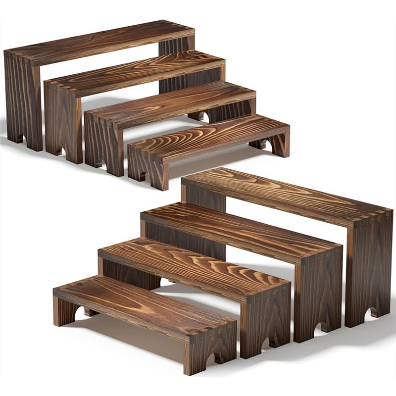 Good-Large Wooden Tiered Riser Display Stands(2 Sets), Stackable Wooden Cupcake Dessert Stand, Perfume Organizer Cologne Stand