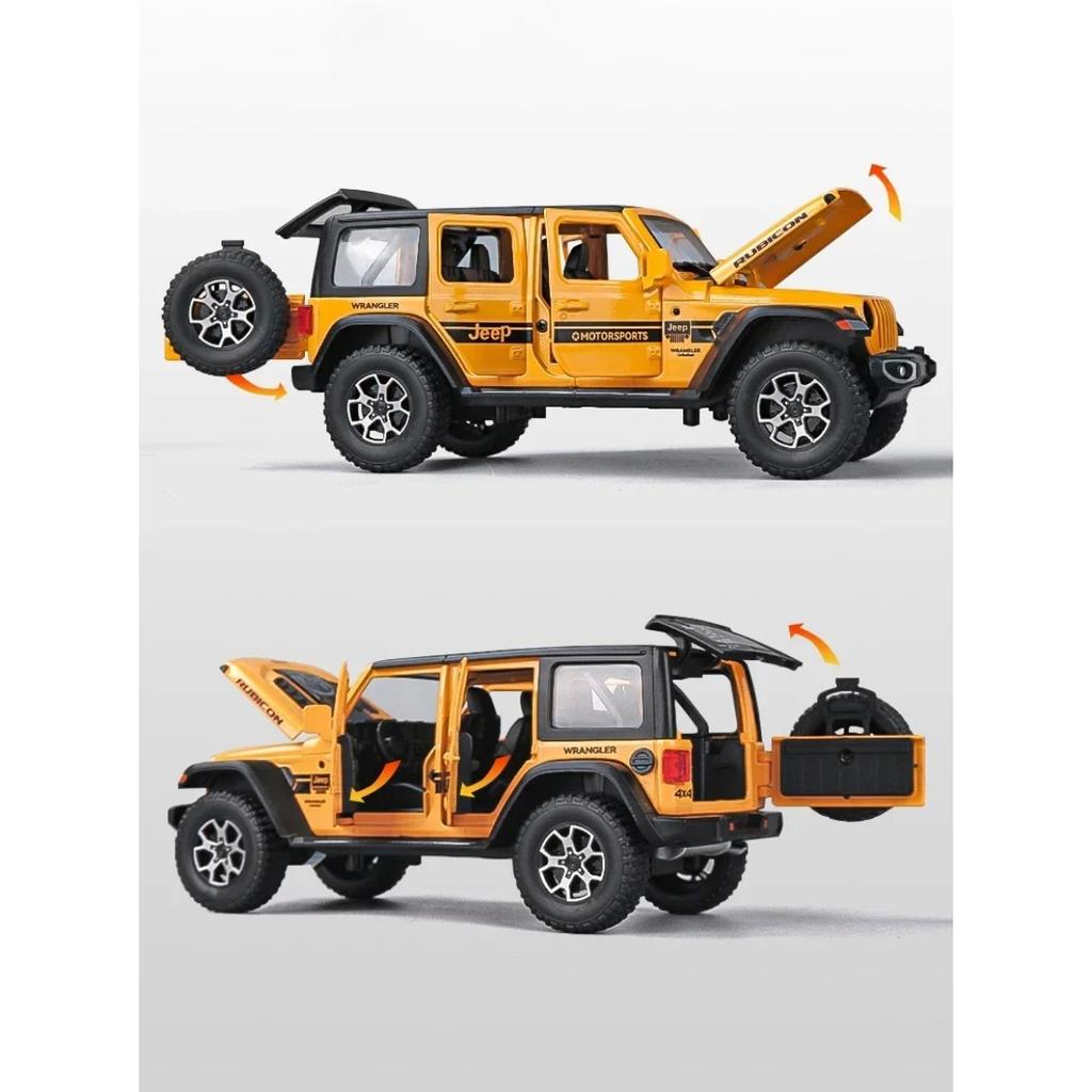 1/22 Джипы Wrangler Rubicon Модель из сплава Игрушка Литые из металла Оттягивающиеся Звук и свет Игрушечные машинки для детей Транспортное средство