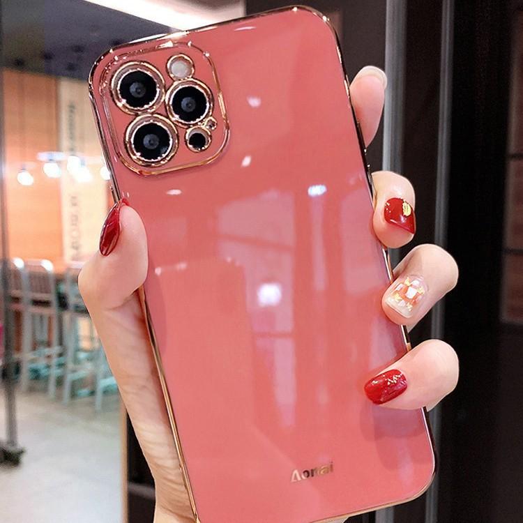 Применимо к чехлу для мобильного телефона iPhone17 однотонный гальванический 6D Apple 16 прямой край мягкий чехол 15proMax противоударный защитный чехол