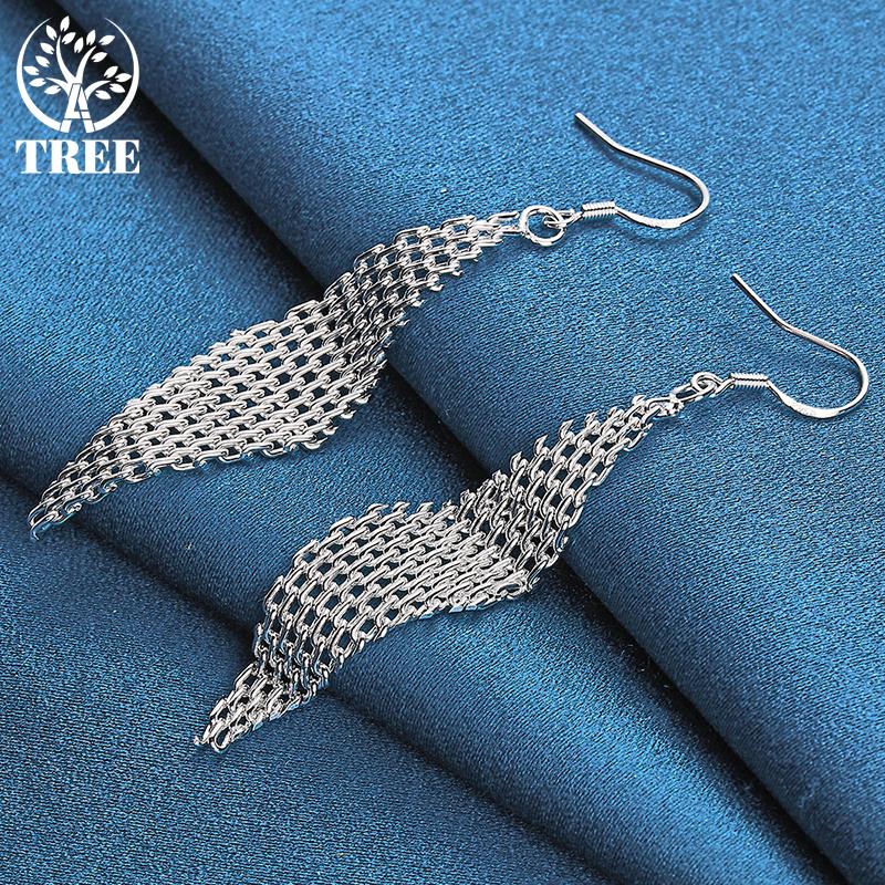 Ювелирные изделия из стерлингового серебра 925 пробы с переплетенными сетевыми серьгами-капельками