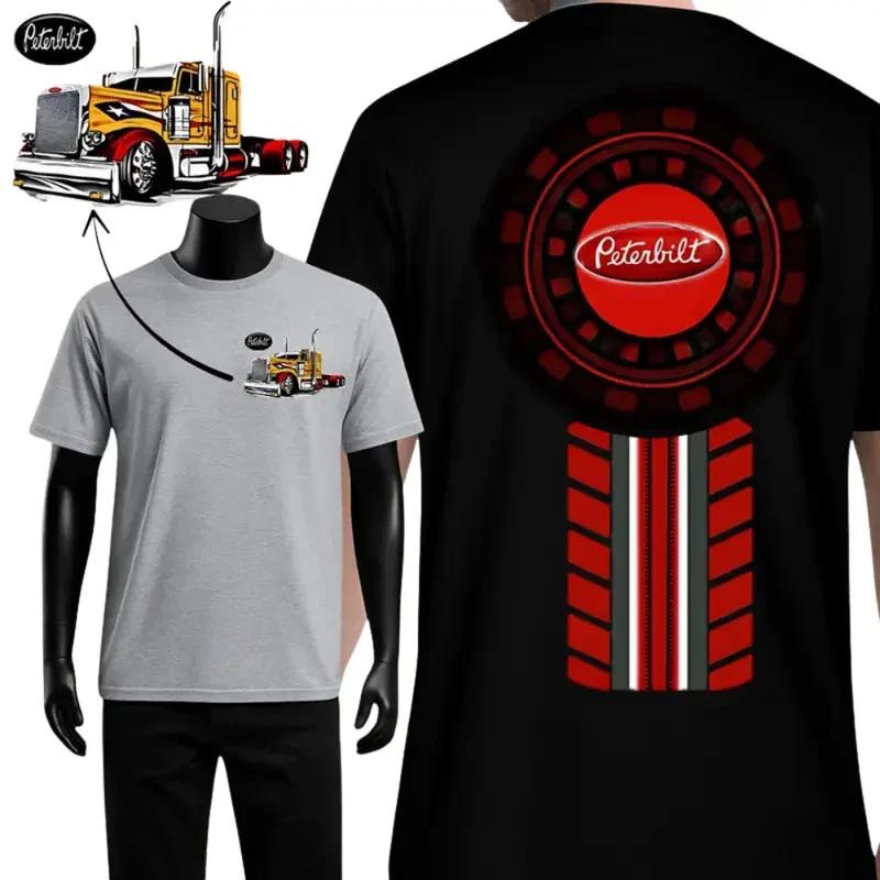 Футболка Peterbilt, Классический седельный тягач и Красная графика с логотипом, Peterbilt Big Rig Grap