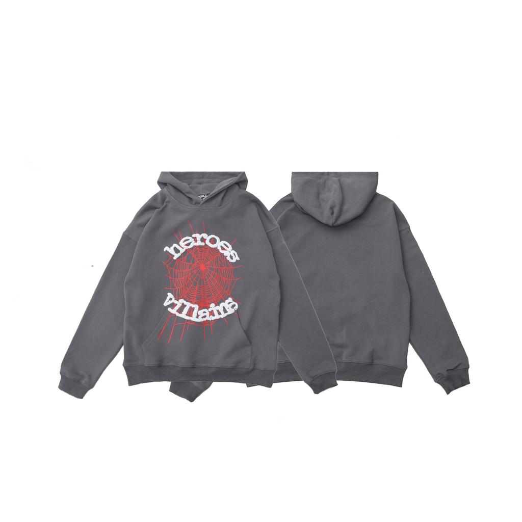 American niche sweater men's and women's same versatile loose classic big spider web letter printing pullover hoodie