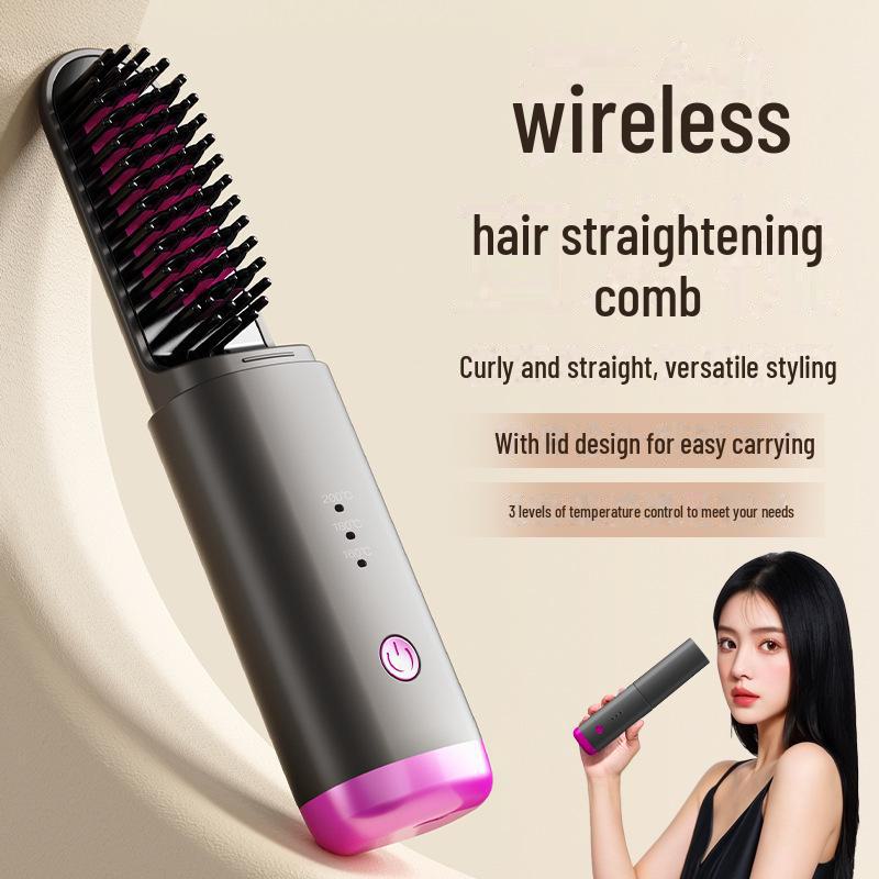 Мини USB Перезаряжаемый Беспроводной Выпрямитель для Волос и Расческа для Завивки - Пушистые Волосы Двойного Назначения