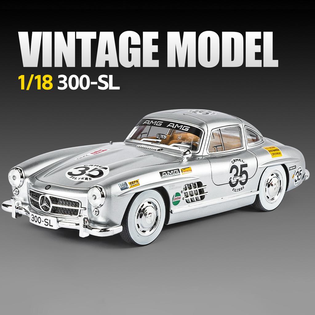 EFVAK1 NEW 1:18 Benzs 300SL Alloy Car Model Sound and Light Pull Back Children's Toy Collectibles Birthday Gift