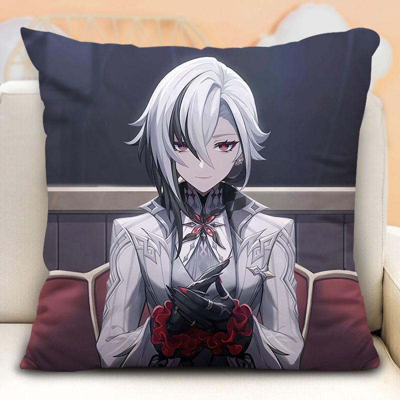 Наволочка с изображением слуги Арлекино из Genshin Impact, периферийные устройства в стиле аниме, наволочка на диванную подушку, наволочка на подголовник автомобиля