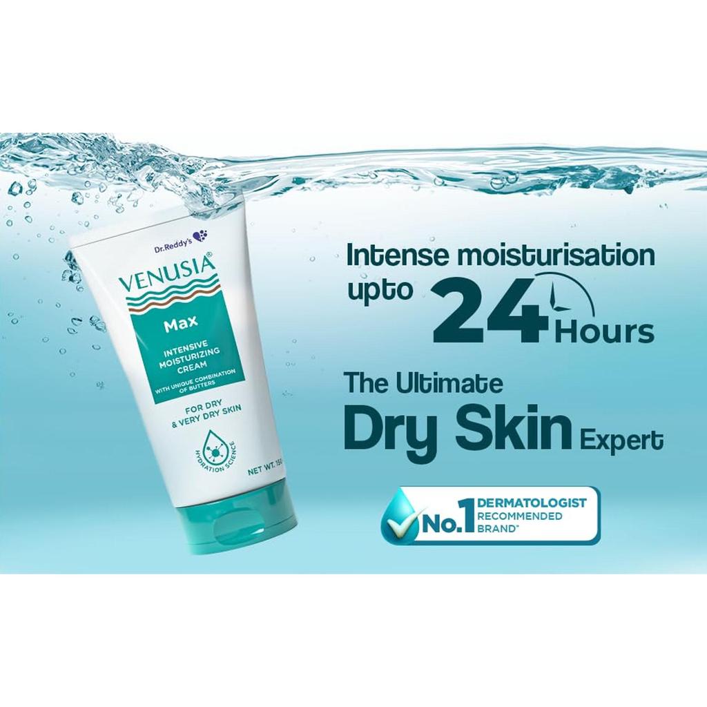 Dr. Reddy's Venusia Max Intensive Moisturizing Cream 150 G Pack for Face and Body Hydration