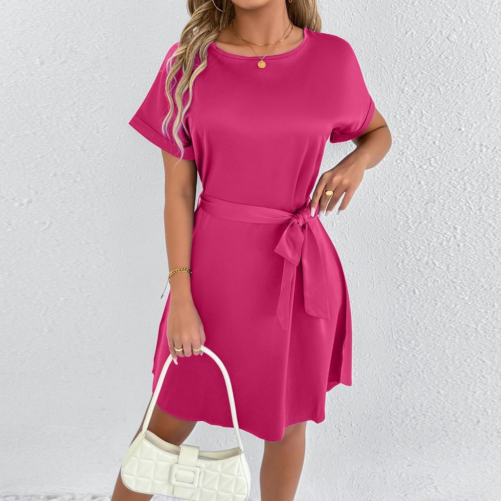 Short Sleeve Boho Dress For Women Casual Loose Fit Summer Sundress Floral Print Dress With Pockets