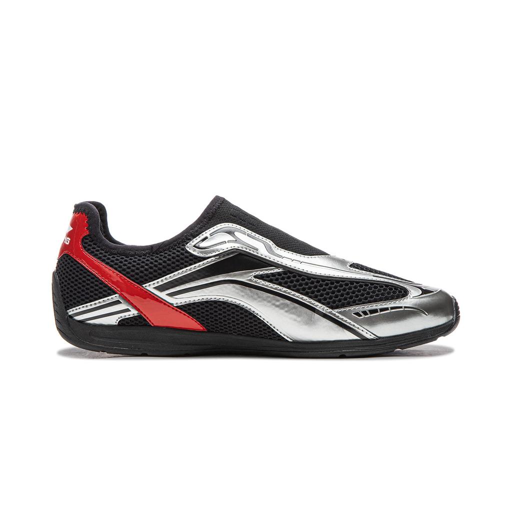 Li Ning Film Turbo V2 Нескользящие, Износостойкие, Легкие Низкие Повседневные Кроссовки Мужские Черный Серебристый AGLW059-1