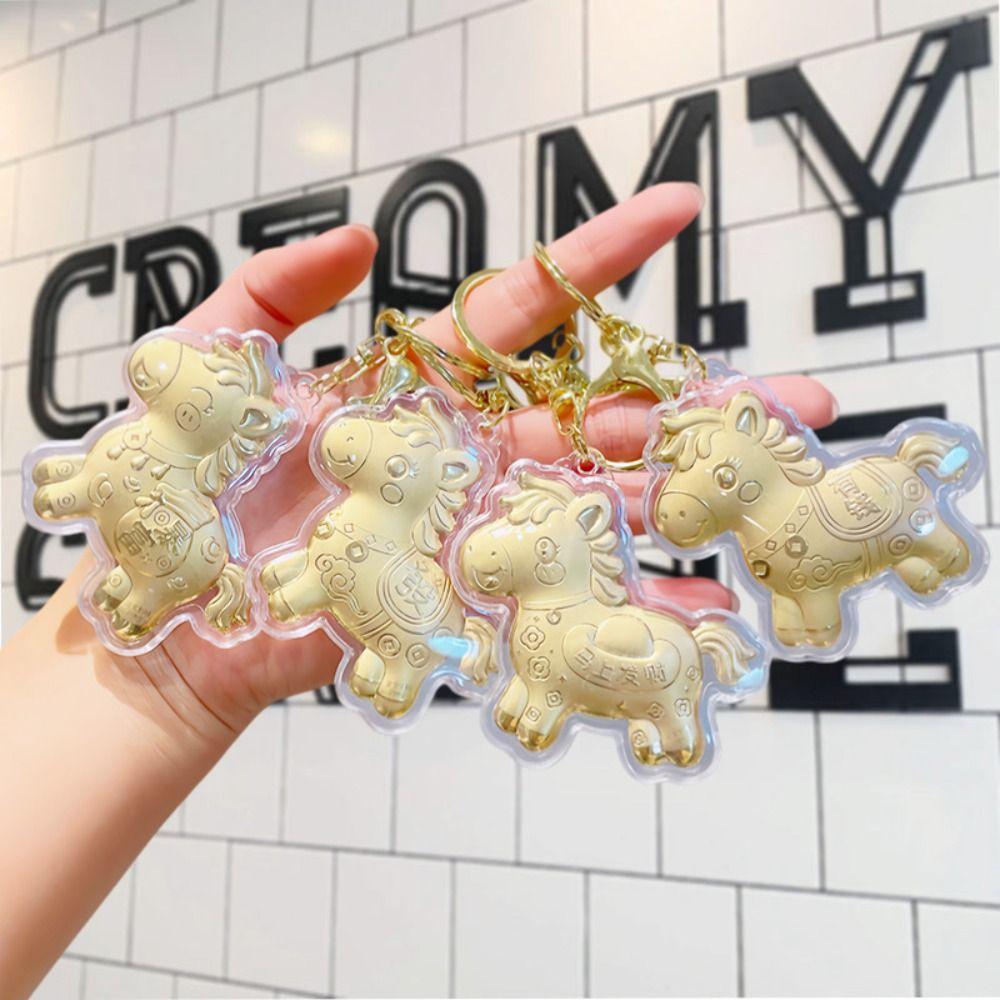 Wealthy Gold Horse Keychains Luck Bag Pendant Bags Accessory Pony Keychain  Chinese New Year