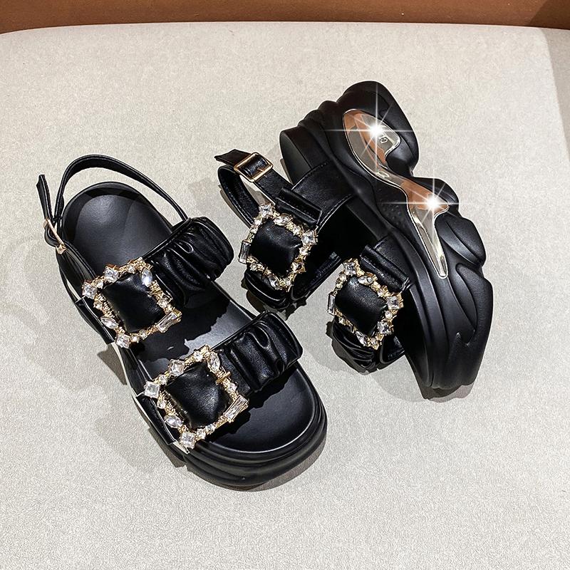 TUINANLE Летние женские сандалии на высоком каблуке, женская обувь на массивном каблуке, на платформе, на танкетке, милые сандалии, увеличивающие рост