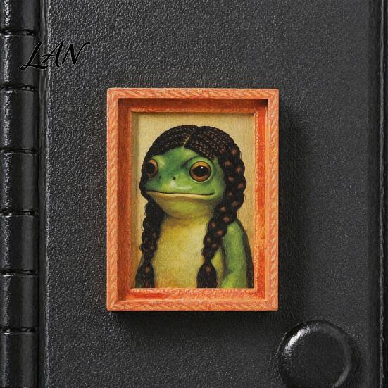 Decorative Cabinet Magnet Abstract Frog Refrigerator Magnet, Framed Hairstyle Fridge Magnetic Ornament Home Kitchen Office Decoration Party