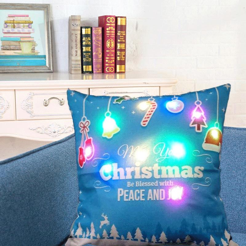 Elegant Cotton Linen Pillow Cover With Led Lights For Charming Christmas Decor