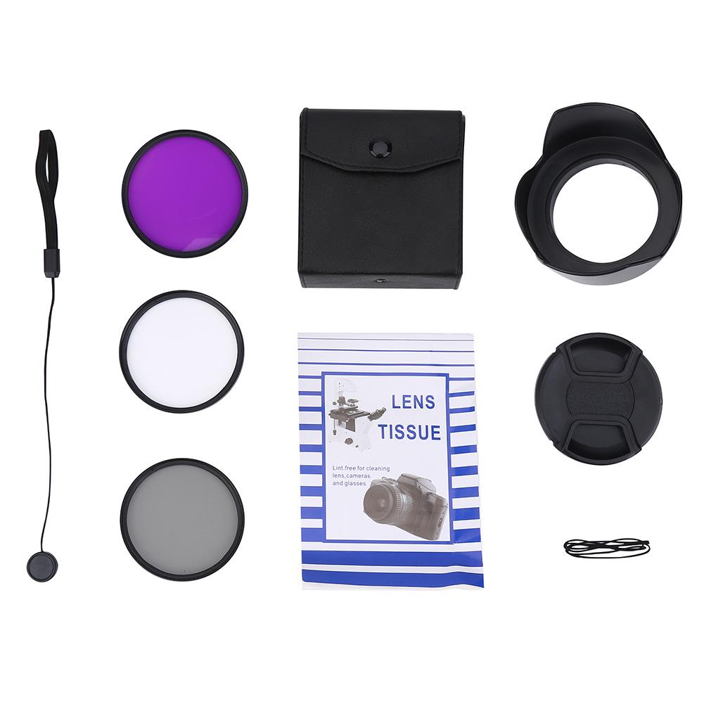 67mm UV CPL FLD Lens Filter Kit with Pouch Lens Cap Hood Photography Accessory