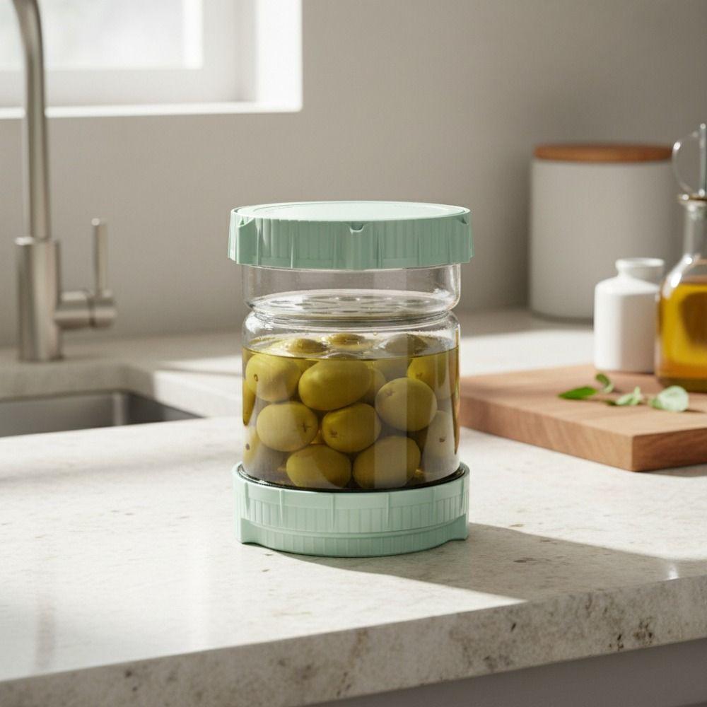 Strainer Mesh Hourglass Shape Pickle Jar with Fork Kimchi Making Jar Kitchen