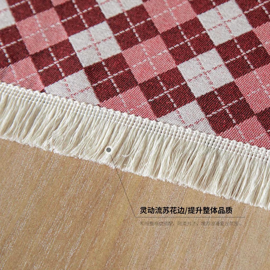 American Retro Plaid Tablecloth Linen Cotton Rectangular Coffee Table Cover Luxury Elegant