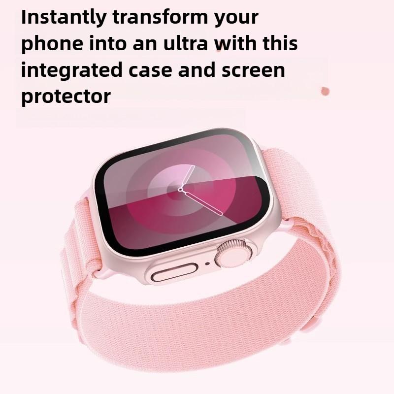 Стекло + чехол для Apple Watch, переход на Ultra iWatch Series 4, 5, 6, 7, 8, 9, 45 мм, 41 мм, 44 мм, 40 мм, защитная крышка для экрана, обновление до Ultra