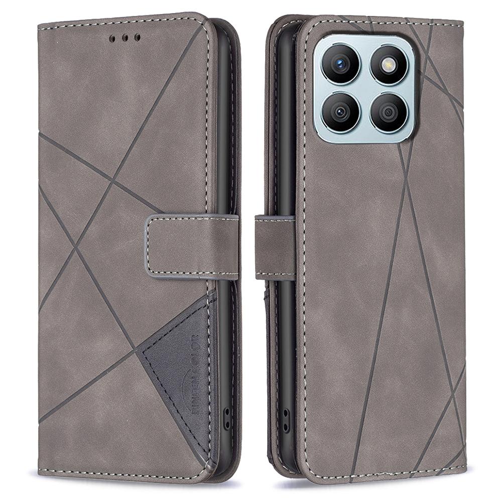 For Honor X8b 4G Phone Cases Wallet Stand Geometry Imprint Leather Cover