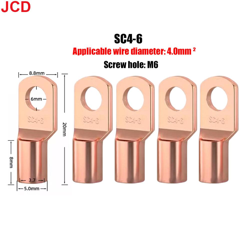 JCD 5/10/20pcs Copper Lug Ring Wire Connectors Bare Cable Electric Crimp Terminal SC4-6 SC6-6 SC6-8 SC10-6 SC16-6 SC16-8 SC25-8