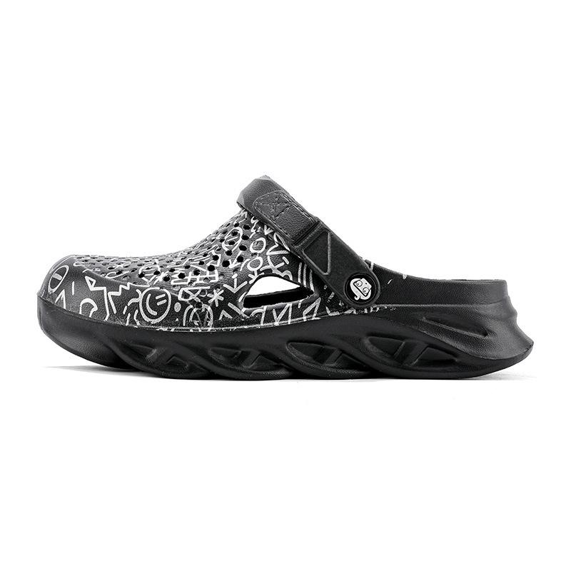 2024 сандалии мужские трендовые корейская версия одежда для отдыха пляжная обувь мужская индивидуальность новая обувь с отверстиями мужские тапочки мужские летние