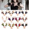 Women's Feather Wrist Cuffs Gothic Feather Fingerless Gloves Wristband Mesh Cuff for Halloween Cosplay Costume Accessories