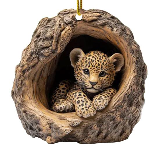 Christmas Tree Pendant Hanging Acrylic Ornament with Lanyard Easy To Install Adorable Animal Shape Holiday Festive Decoration