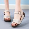 New Summer Wedge Sandals for Women's Thick Sole Sponge Cake Sandals for Mothers Wearing Flat Straps for Women's Sandals