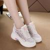 Women Mesh Breathable Casual Sneakers Women Platform Heels Wedges Height Increasing Ladies Vulcanized Shoes